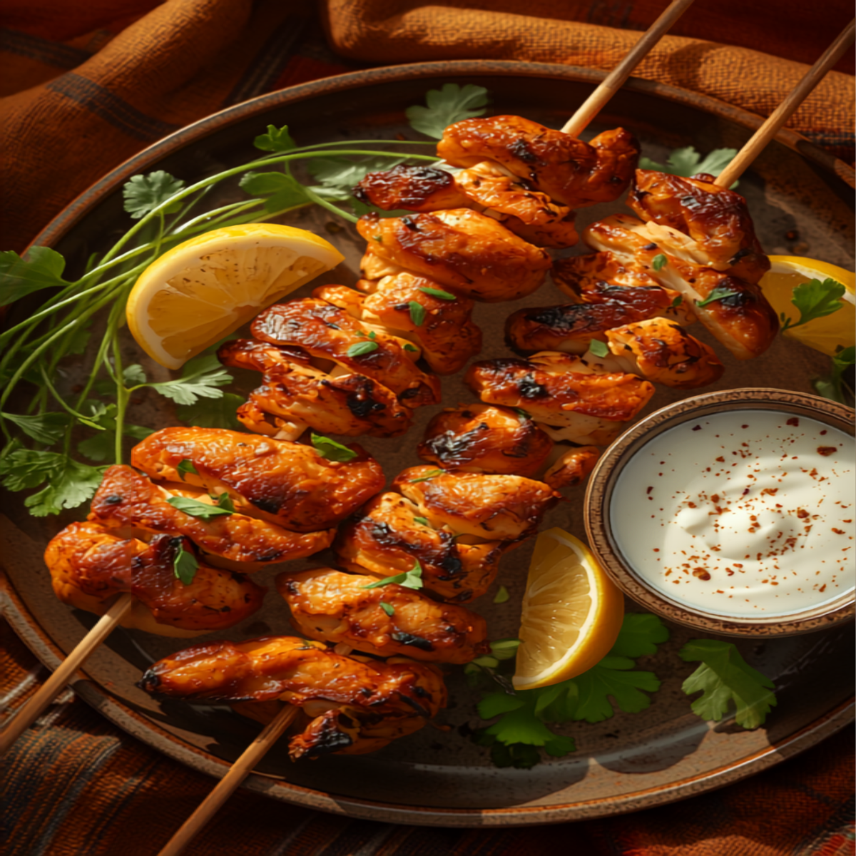 Brochettes de poulet marocaines grillées au ras el hanout